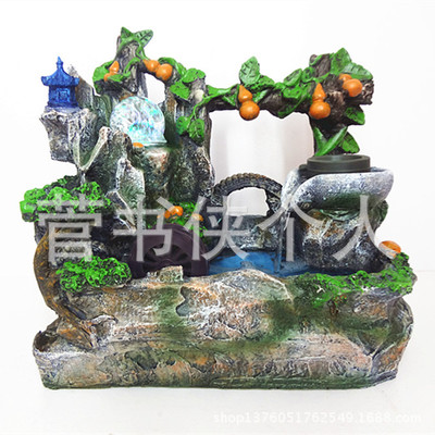 【五福临门招财风水轮摆件假山流水喷泉盆景雾化加湿器开业乔迁礼品】价格,厂家,图片,喷泉设备,一江春水馆-